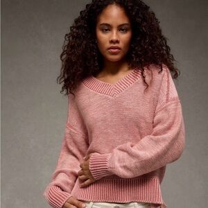 American Eagle Outfitters Dusty Pink V-Neck Sweater